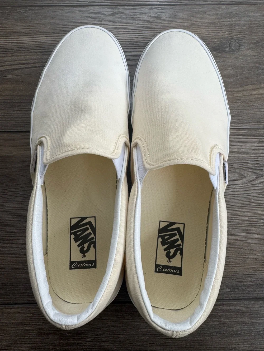Vans Slip-On Canvas Sneakers in Cream